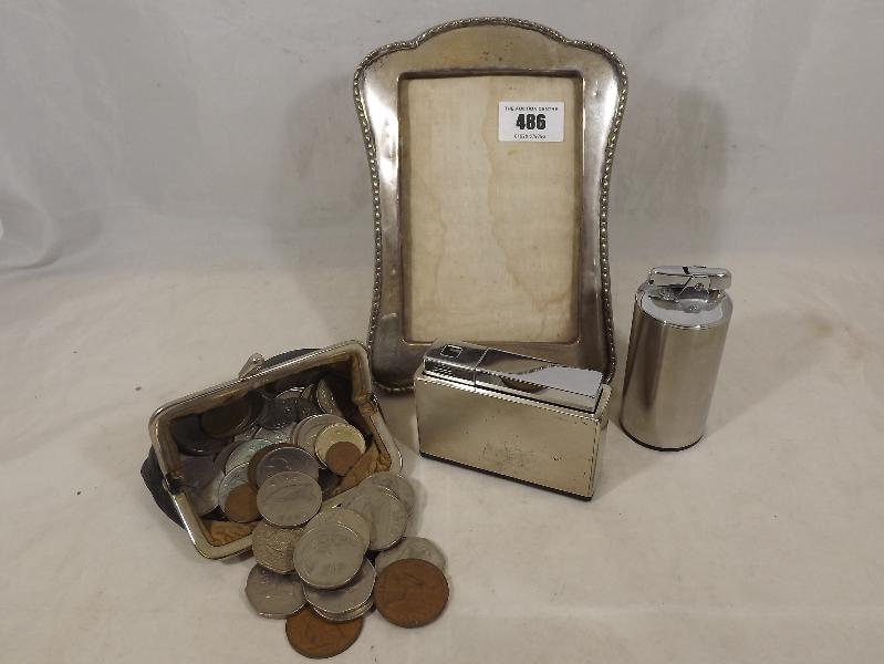 A George V silver hallmarked photo frame, Birmingham assay 1917, 20cm (h), included in the lot a