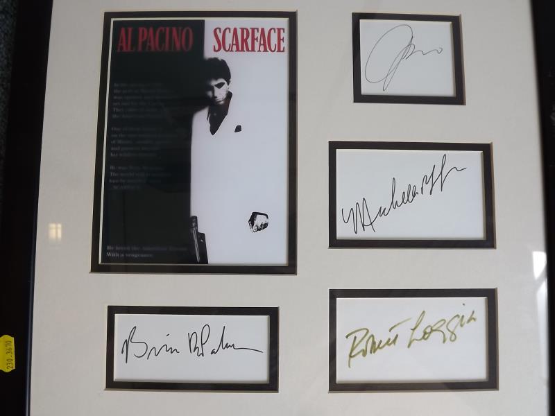 An Al Pacino, Scarface promotional picture bearing signatures of Al Pacino, Michelle Pfeiffer,