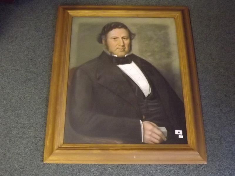 A good 19th century pastel, portrait depicting a gentleman, unsigned, image size 74cm x 61cm, framed