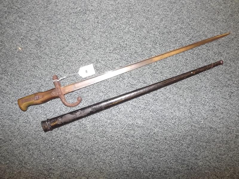 A World War Two (WWII) bayonet blade length 52cm (l) overall length 65cm (l)