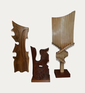 Brian Wilshire Sculptures c,1970 Set of three abstract Brian Wilshire sculptures, England. Height: