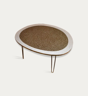 Mosaic Top Occasional Table c,1970 Mosaic topped occasional table on tubular brass legs, Germany.