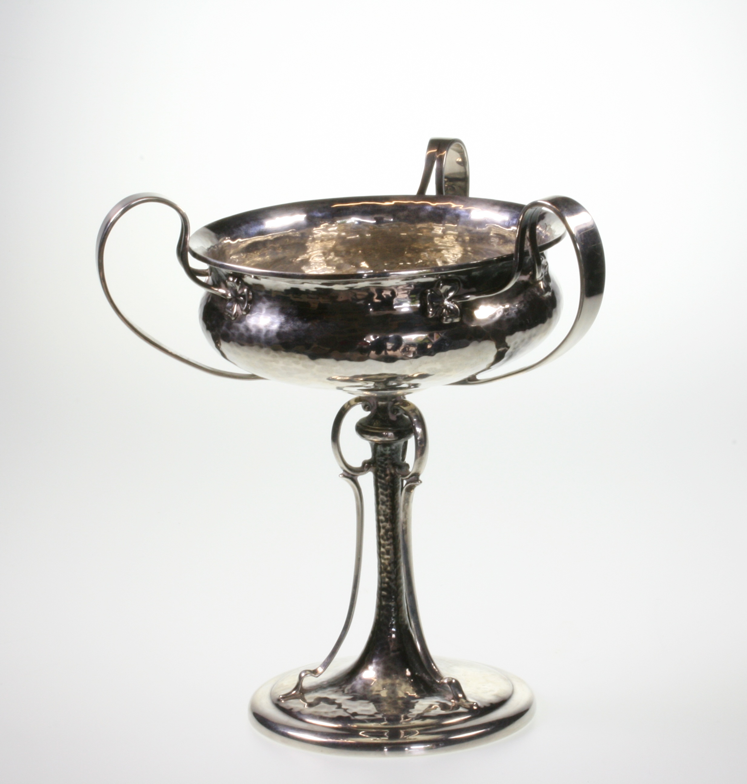 A Fine  Silver Art Nouveau Three Handled Trophy, James Dixon & Sons. Sheffield, 1906. Of heavy guage