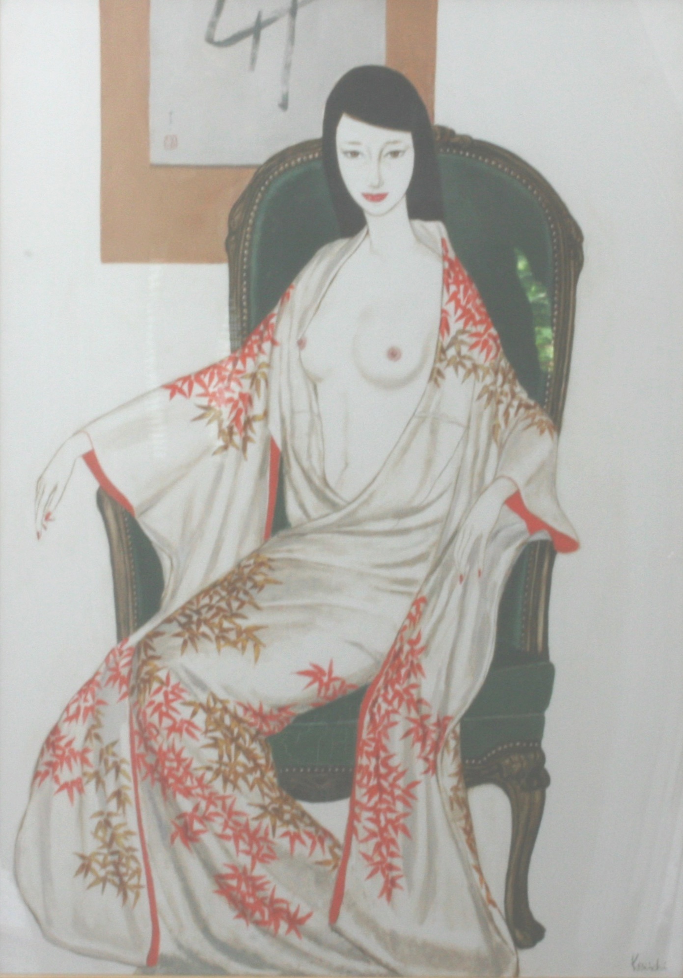 Keiichi Kizohara. mixed media. Semi-nude a girl (study). Signed lower right. 89cm x 62.5cm.