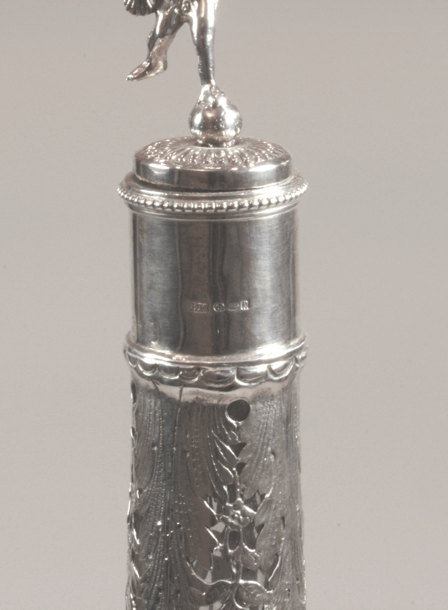 An Edwardian German Silver and Engraved Glass Decanter. Berthauld Muller, import marks for London - Image 2 of 2