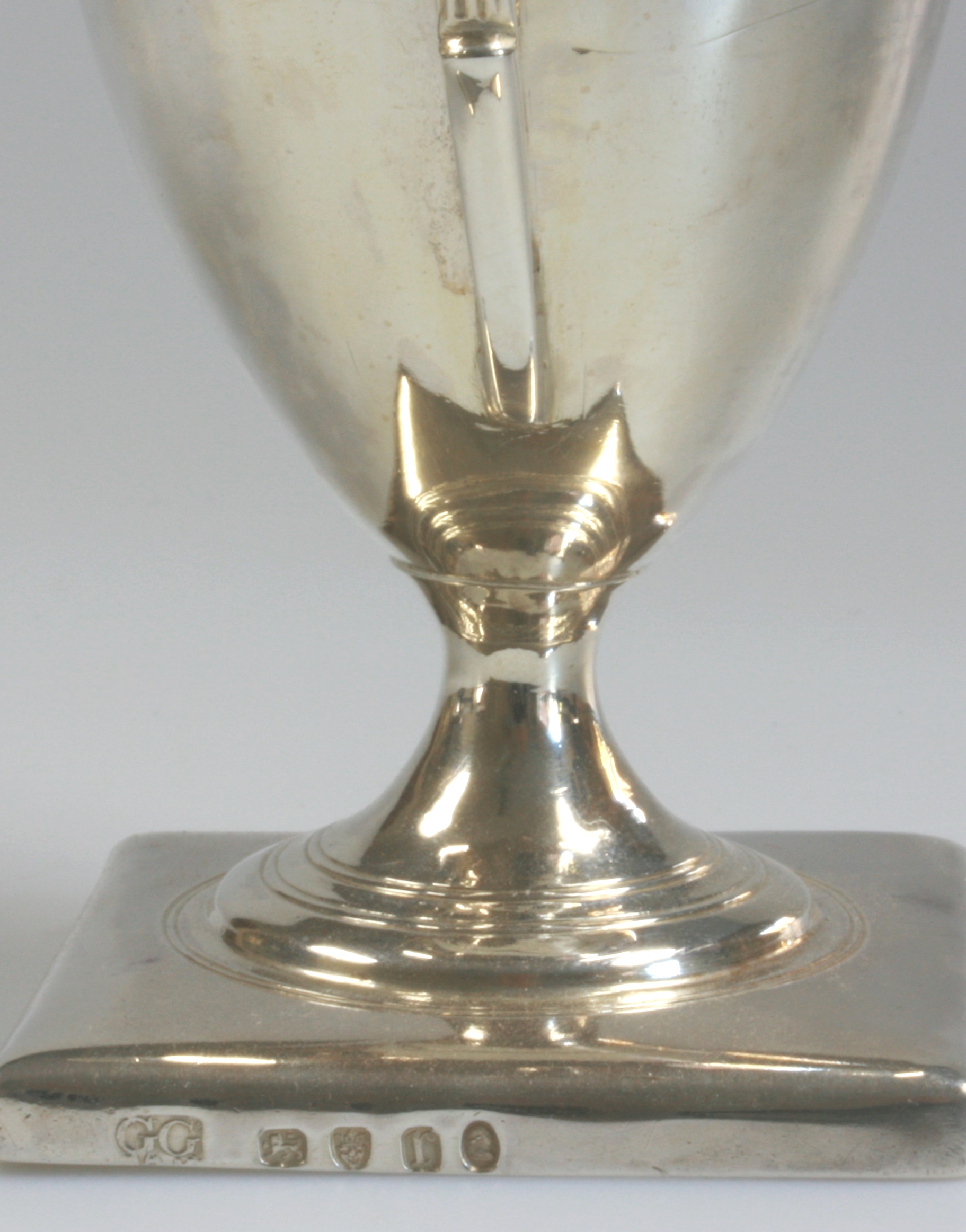 A George III Silver Helmet Shaped Cream Jug. George Cowles, London 1792. Engraved with initials - Image 2 of 2