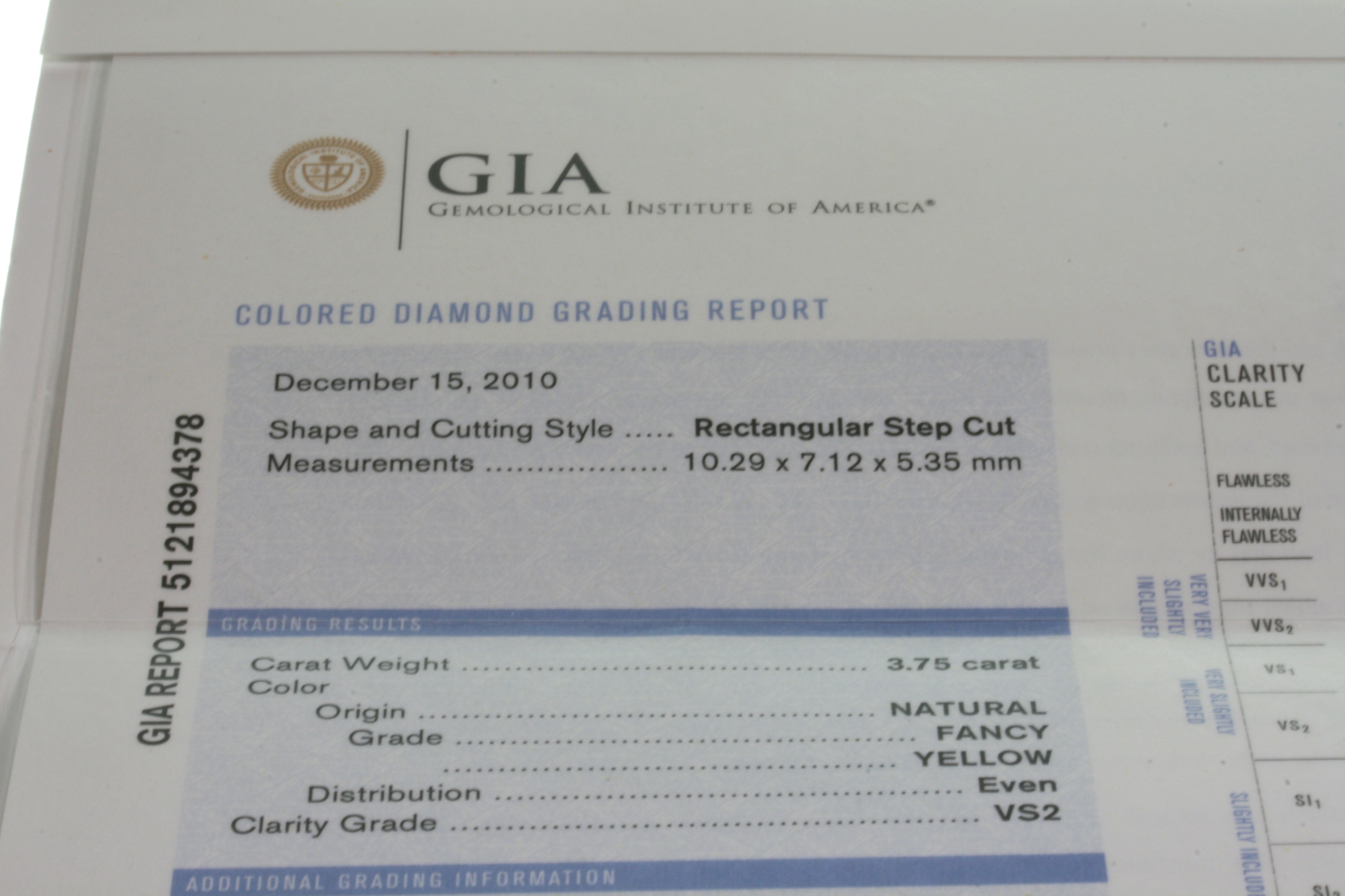 A Natural Fancy Yellow Diamond Dress Ring. 3.75 carats VS2. Size M. With GIA of America certificate. - Image 4 of 8