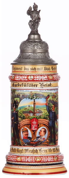 Regimental stein, .5L, 11.7`` ht., porcelain, 10. Comp., Garde Inft. Regt. Nr. 115, Darmstadt, 1910