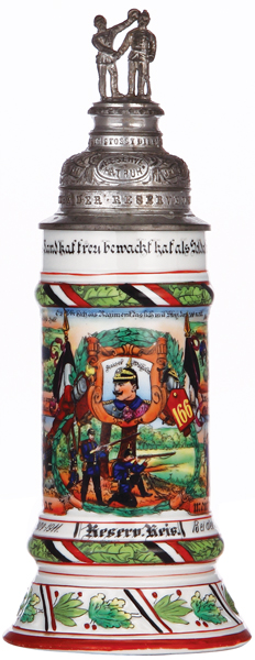 Regimental stein, .5L, 11.9`` ht., porcelain, 5. Comp., Inft. Regt. Nr. 166, Bitsch, 1909 - 1911,