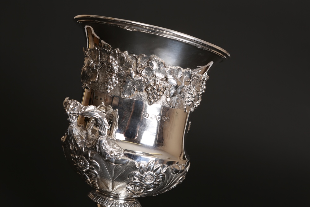 A George IV silver two-handled vase, Paul Storr, London 1825, the urn with flared rim over a band of - Image 8 of 8