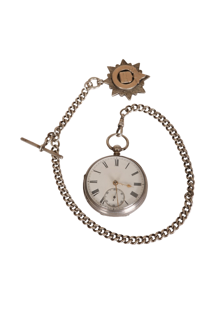 Cricket interest: A Victorian silver open face pocket watch, Chester 1876, the white enamel dial