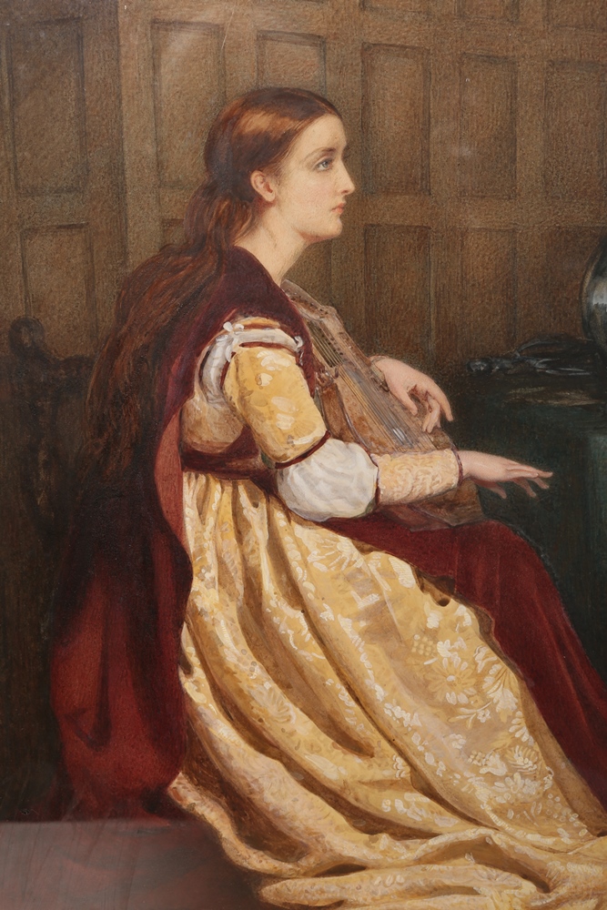Catherine Gertrude Cruickshank (Exh.1882-1889), Young lady playing a mandolin, unsigned,