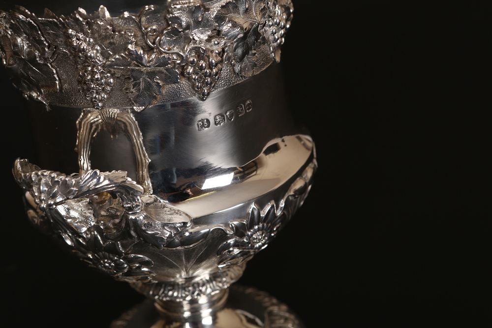 A George IV silver two-handled vase, Paul Storr, London 1825, the urn with flared rim over a band of - Image 6 of 8
