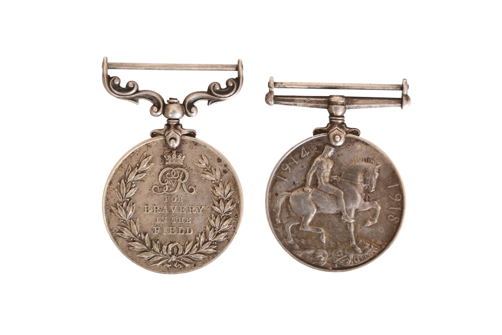 A pair of Durham Light Infantry WWI medals, 1914-1918 War Medal and For Bravery in the Field, - Image 2 of 4