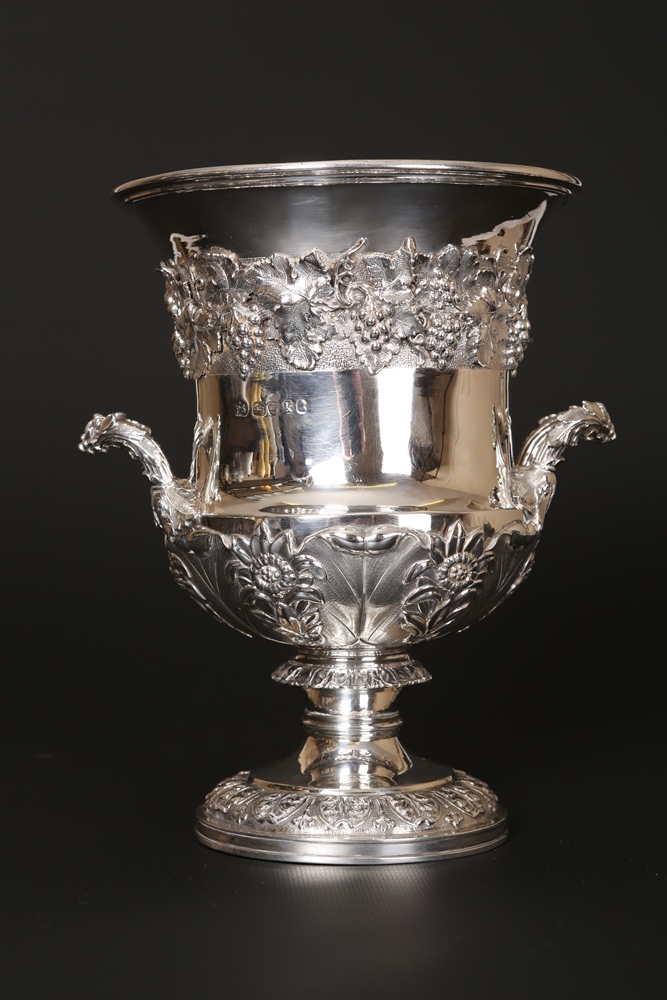 A George IV silver two-handled vase, Paul Storr, London 1825, the urn with flared rim over a band of - Image 3 of 8