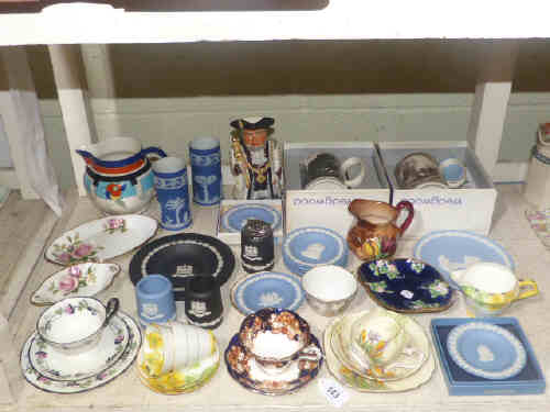 Collection of Wedgwood Jasperware, cabinet cups and saucers, Shelley trio, etc