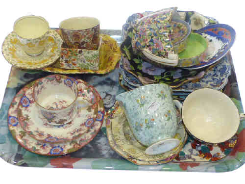 Cauldon cup, saucer and plate, collection of chintz and other china