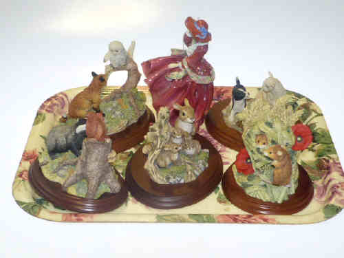 Collection of five Border Fine Arts groups and Royal Doulton figure (6)