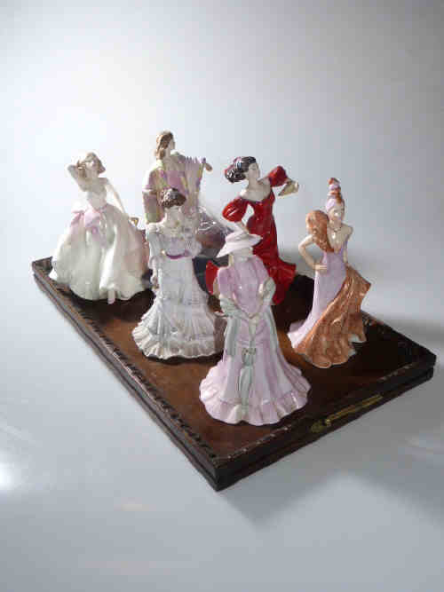 Six Coalport figures