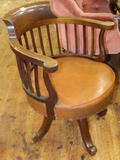 1920's mahogany swivel desk chair