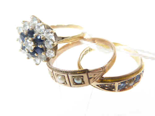 Victorian 15ct gold ring and two 9ct gold rings (3), gross approximately 6.7 grams