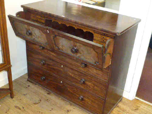 Victorian mahogany four drawer secretaire chest