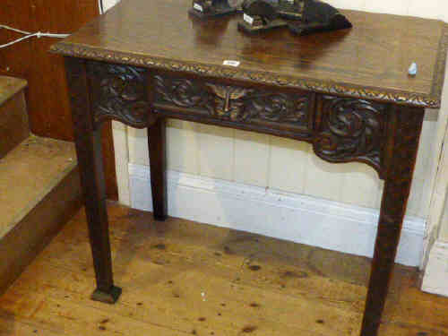 Victorian carved oak hall table