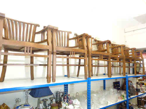 Set of six hardwood elbow chairs
