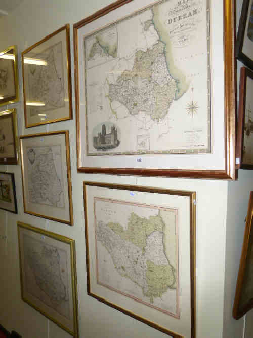 Morden, two hand-coloured maps of Durham; Walker map of Durham, and two further maps of Durham (5)