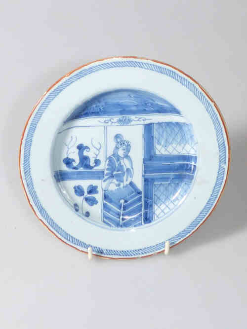 Small 18th century blue and white Delft plate