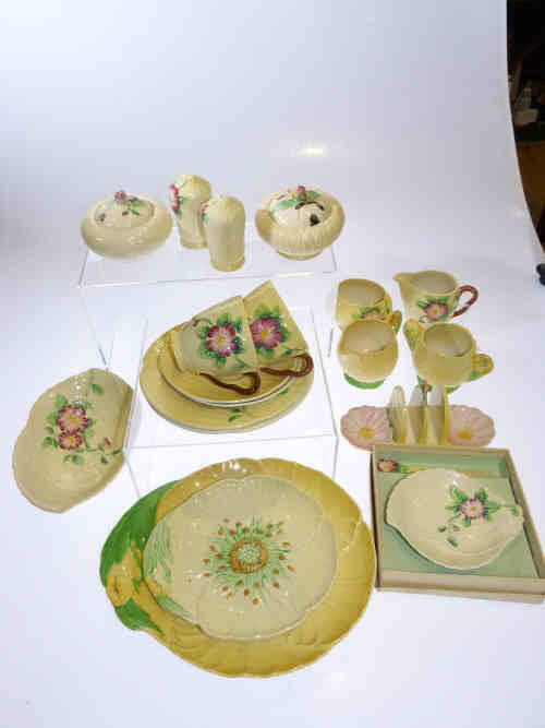 Collection of Carlton ware preserve pots, cup and saucers, cream jugs, butter dish, toast rack etc