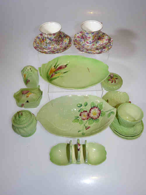 Collection of Carlton ware dishes, preserve pots, toast rack etc