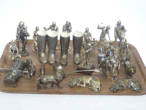 Collection of metal figures and ornaments etc