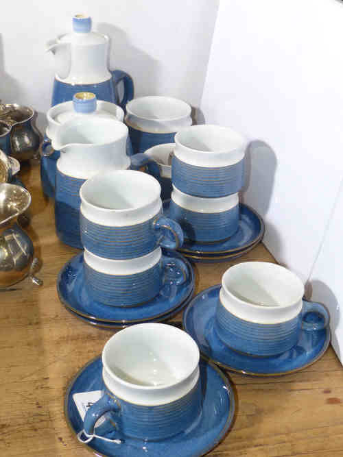 Denby blue tea set, fifteen pieces
