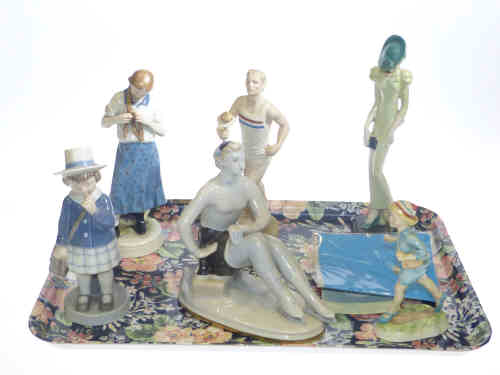 Royal Worcester figure 'Home Time', Coalport 'The Olympic Runner', Royal Copenhagen figure 'School