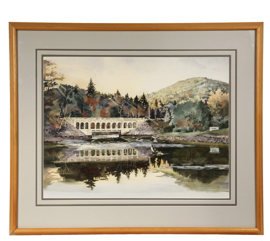 ARTHUR TAYLOR (Contemporary Maine) - "Ducktrap Bridge, Lincolnville", watercolor on paper, signed