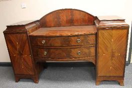 A Waring and Gillow inlaid mahogany pedestal sideboard, with lead-lined cellerette, width 185