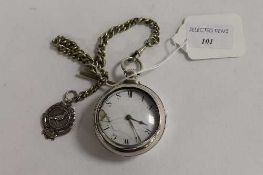 A nineteenth century silver pair-cased pocket watch by R Turnbull of  Wooler, the dial numerals