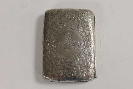 A silver cigarette case with engraved decoration, Birmingham 1870.   CONDITION REPORT:  Good