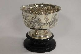 A silver embossed bowl on stand, Edinburgh 1905, 13 oz.   CONDITION REPORT:  Fair condition, some