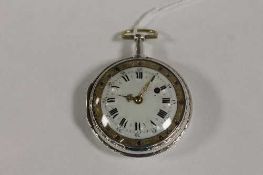 An early nineteenth century French verge pocket watch, the enamel dial surrounded by a gilt metal