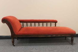 A late Victorian chaise lounge, length 184 cm.   CONDITION REPORT:  Good condition.