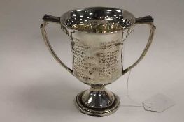 A silver trophy, London mark, date stamp 1933, 240 g    CONDITION REPORT:  Misshaped base,