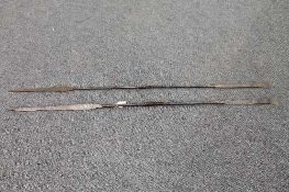 Pair of African metal spears. (2)   CONDITION REPORT:  Early twentieth century, good condition.