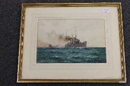 William Minshall Birchall : 'With the Dover patrol 'Broke' and 'Swift'', watercolour, signed,