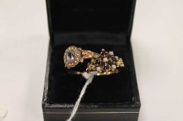 Two 9ct gold dress rings set with gemstones. (2)   CONDITION REPORT:  Good condition.