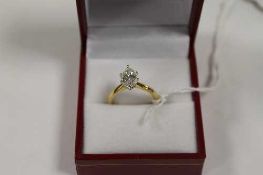 An 18ct gold marquise diamond ring, approximatley 1.5ct.   CONDITION REPORT:  Good condition.