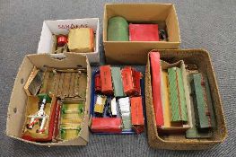 An extensive collection of Hornby O'gauge tin plate locomotive accessories, to include Station no.