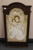 A late nineteenth century plaster panel depicting Madonna Della Rosa, in wooden frame, height 86.5