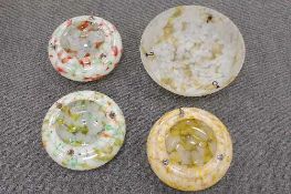 Four early twentieth century marbled glass light shades. (4)   CONDITION REPORT:  Good condition.
